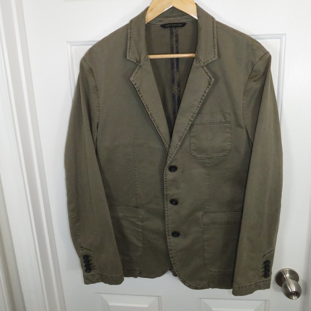 Men's Banana Republic Green Sport Jacket Blazer Tailored Fit 42S Canvas Stretch